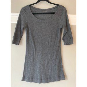 Caslon Ballet Neck Heathered Grey Ribbed Tee - size L
